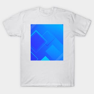 Geometric Square And Rectangle Blue Art Deco Pattern Design T-Shirt